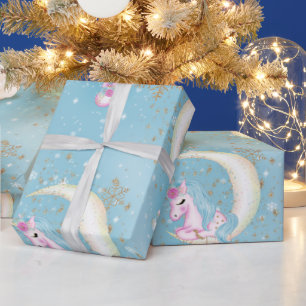 Unicorn Christmas Moon Wrapping Paper