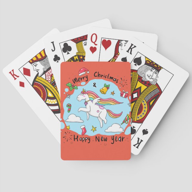 Unicorn Christmas Playing Cards (Back)
