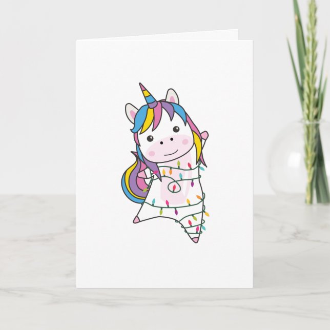 Unicorn Christmas Snow Winter Animals Unicorns Adu Holiday Card (Front)
