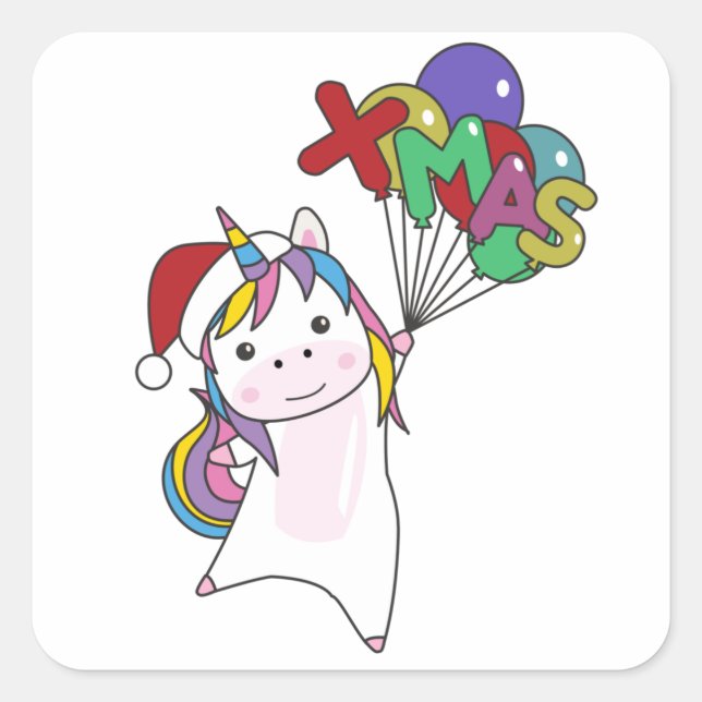 Unicorn Christmas Snow Winter Animals Unicorns Square Sticker (Front)