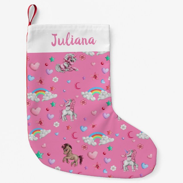 Unicorn Christmas Stockings | Cute Unicorn Pink  (Front)