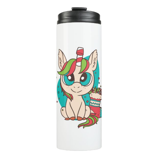 Unicorn Christmas Thermal Tumbler (Front)