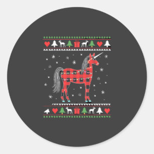 Unicorn Christmas Tree Lights Decoration Xmas Swea Classic Round Sticker