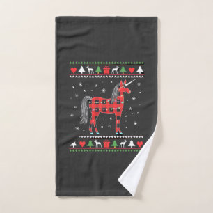 Unicorn Christmas Tree Lights Decoration Xmas Swea Hand Towel