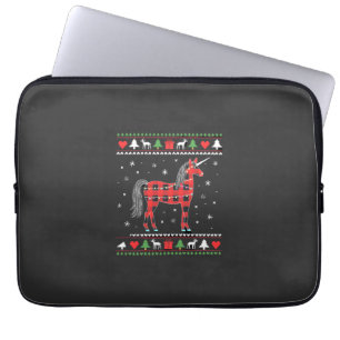 Unicorn Christmas Tree Lights Decoration Xmas Swea Laptop Sleeve