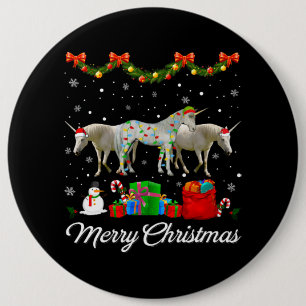 Unicorn Christmas Tree Xmas Pajama Lights Animals 6 Cm Round Badge