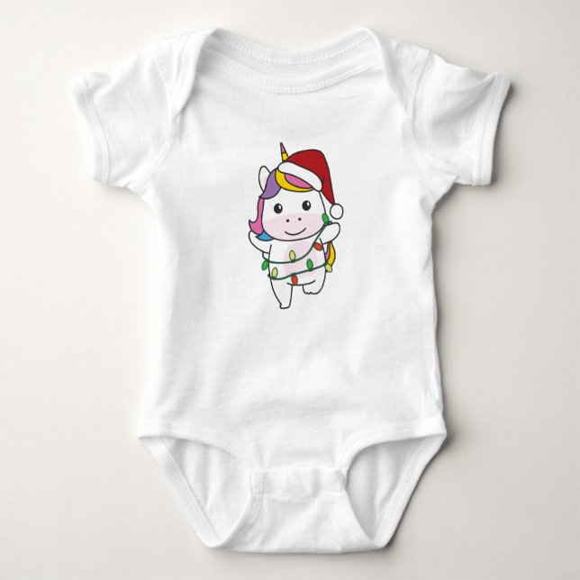 Unicorn Christmas Winter Animals Holiday Unicorns Baby Bodysuit (Front)
