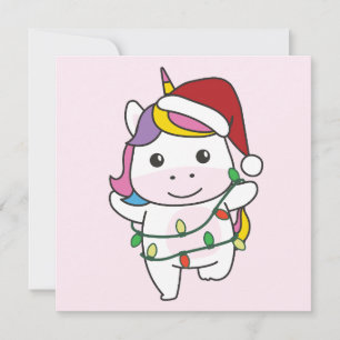 Unicorn Christmas Winter Animals Holiday Unicorns Card