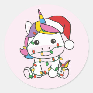 Unicorn Christmas Winter Animals Holiday Unicorns Classic Round Sticker