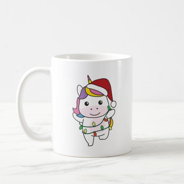 Unicorn Christmas Winter Animals Holiday Unicorns Coffee Mug (Left)