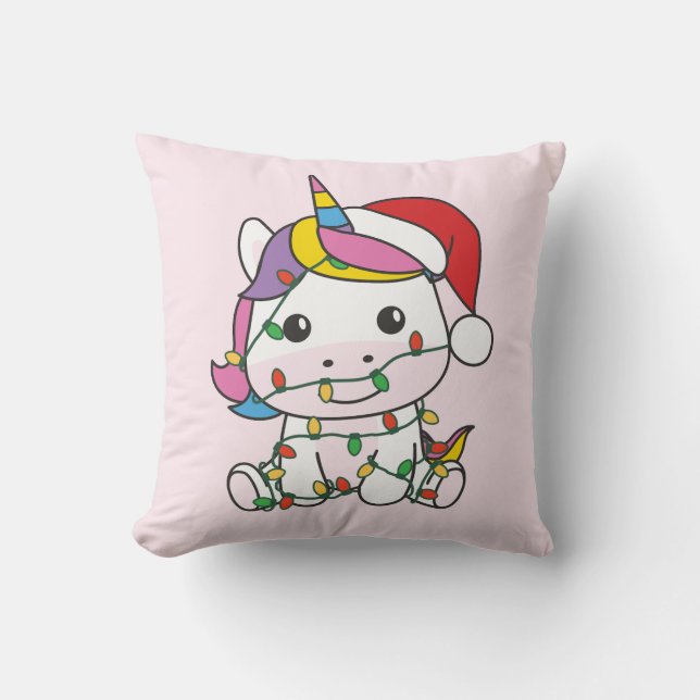 Unicorn Christmas Winter Animals Holiday Unicorns Cushion (Front)