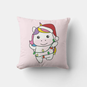 Unicorn Christmas Winter Animals Holiday Unicorns Cushion