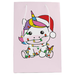Unicorn Christmas Winter Animals Holiday Unicorns Medium Gift Bag