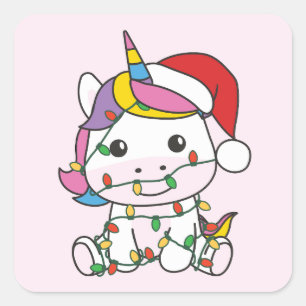 Unicorn Christmas Winter Animals Holiday Unicorns Square Sticker