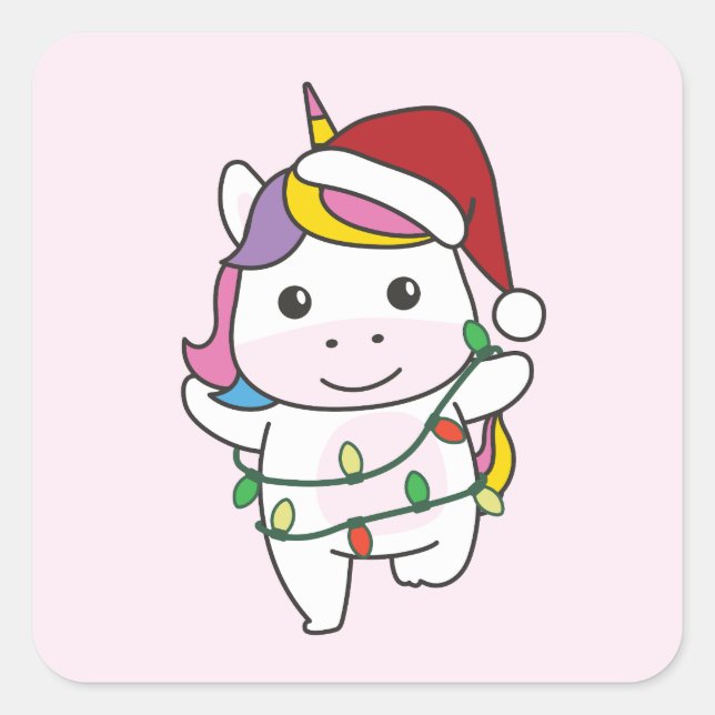 Unicorn Christmas Winter Animals Holiday Unicorns Square Sticker (Front)