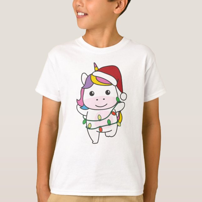 Unicorn Christmas Winter Animals Holiday Unicorns T-Shirt (Front)