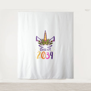 Unicorn Class Of 2034 Grow With Me Kindergarten Gi Tapestry
