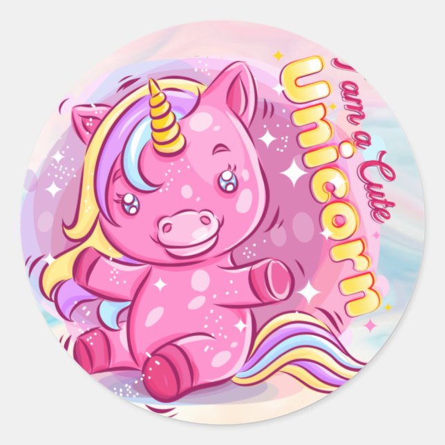 Unicorn Classic Round Sticker (Front)