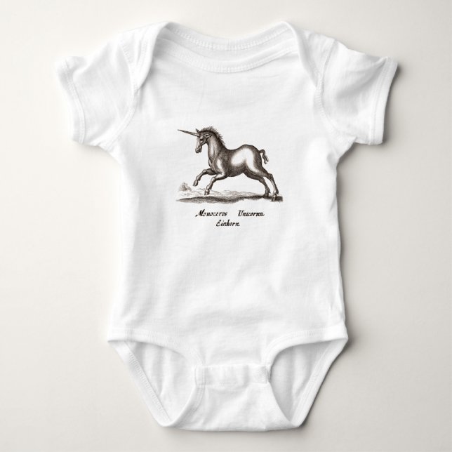 Unicorn Classic Running Magic Woodland Creature Baby Bodysuit (Front)
