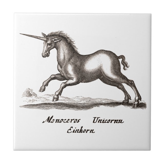 Unicorn Classic Running Magic Woodland Creature Ceramic Tile (Front)