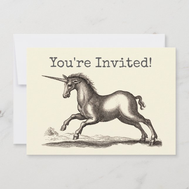 Unicorn Classic Running Magic Woodland Creature Invitation (Front)