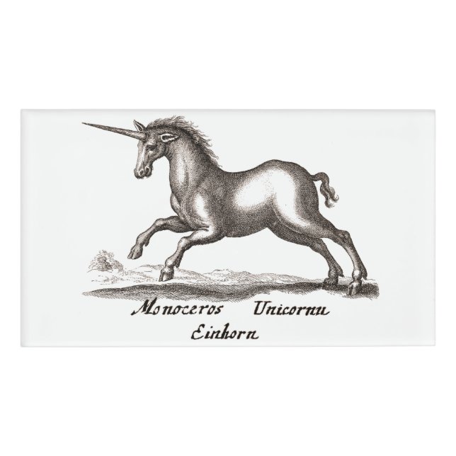 Unicorn Classic Running Magic Woodland Creature Name Tag (Front)