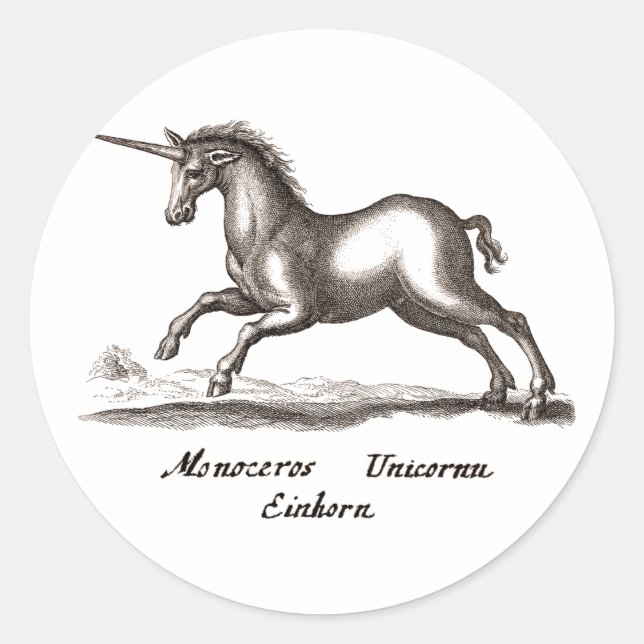 Unicorn Classic Running Magic Woodland Creature Round Sticker (Front)