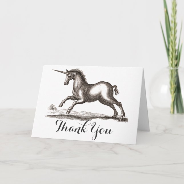 Unicorn Classic Running Magic Woodland Creature Thank You Card (Front)