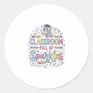 Unicorn Classroom Full of Sparkles Original Merch Classic Round Sticker
