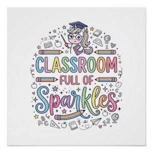 Unicorn Classroom Full of Sparkles Original Merch Poster