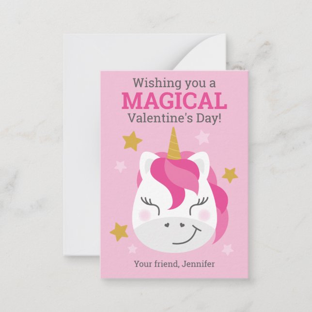 Unicorn Classroom Valentine Cards for Kids (Front)