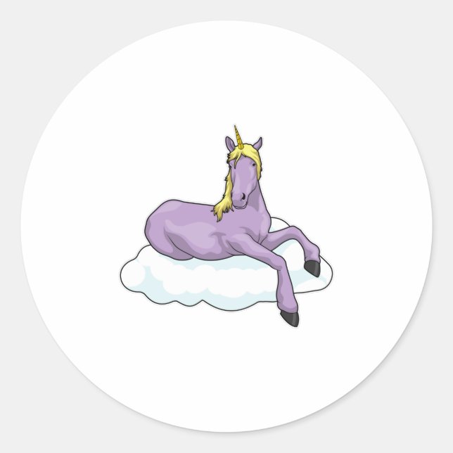 Unicorn Cloud Classic Round Sticker (Front)