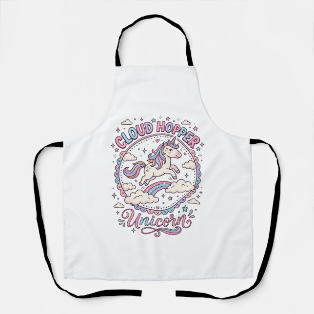 Unicorn Cloud Hopper Unicorn Playful Cute Gift Des Apron (Front)