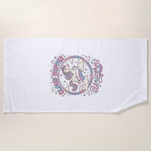 Unicorn Cloud Hopper Unicorn Playful Cute Gift Des Beach Towel