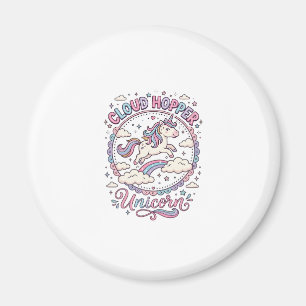 Unicorn Cloud Hopper Unicorn Playful Cute Gift Des Magnet