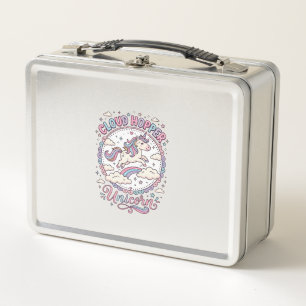 Unicorn Cloud Hopper Unicorn Playful Cute Gift Des Metal Lunch Box