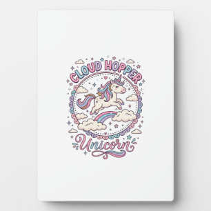 Unicorn Cloud Hopper Unicorn Playful Cute Gift Des Plaque