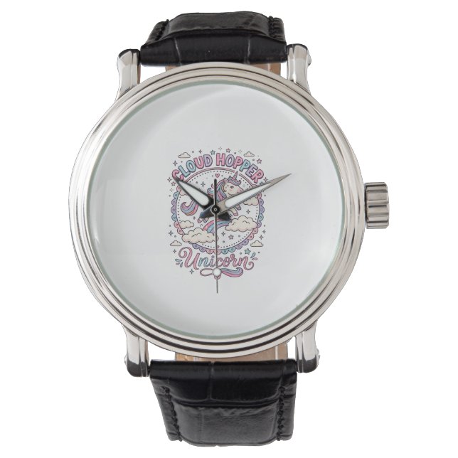 Unicorn Cloud Hopper Unicorn Playful Cute Gift Des Watch (Front)