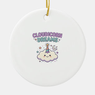 Unicorn Cloudicorn Dreams Trendy Graphic Tee Desig Ceramic Ornament