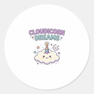 Unicorn Cloudicorn Dreams Trendy Graphic Tee Desig Classic Round Sticker