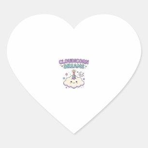 Unicorn Cloudicorn Dreams Trendy Graphic Tee Desig Heart Sticker
