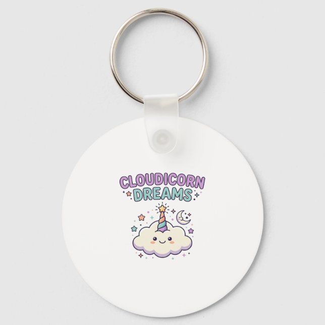 Unicorn Cloudicorn Dreams Trendy Graphic Tee Desig Key Ring (Front)