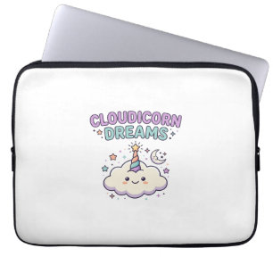 Unicorn Cloudicorn Dreams Trendy Graphic Tee Desig Laptop Sleeve