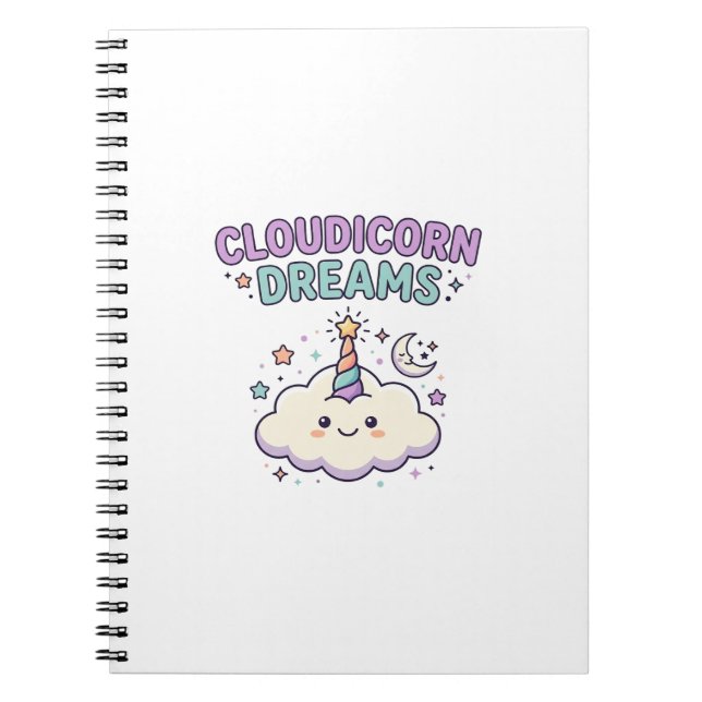 Unicorn Cloudicorn Dreams Trendy Graphic Tee Desig Notebook (Front)