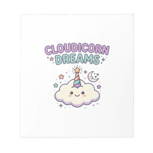 Unicorn Cloudicorn Dreams Trendy Graphic Tee Desig Notepad