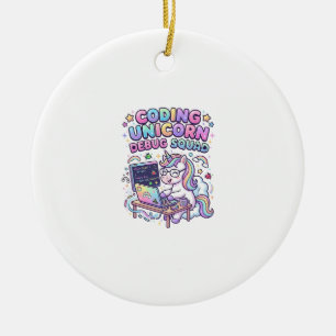 Unicorn Coding Unicorn Debug Squad Charming Market Ceramic Ornament