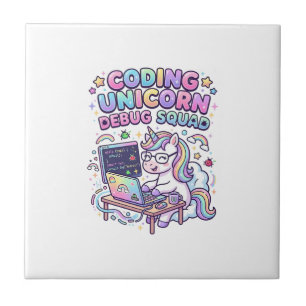 Unicorn Coding Unicorn Debug Squad Charming Market Ceramic Tile