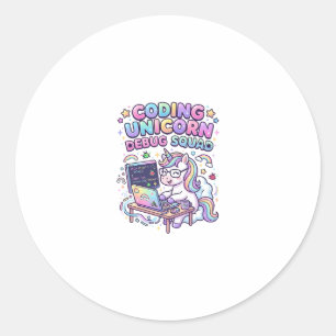 Unicorn Coding Unicorn Debug Squad Charming Market Classic Round Sticker
