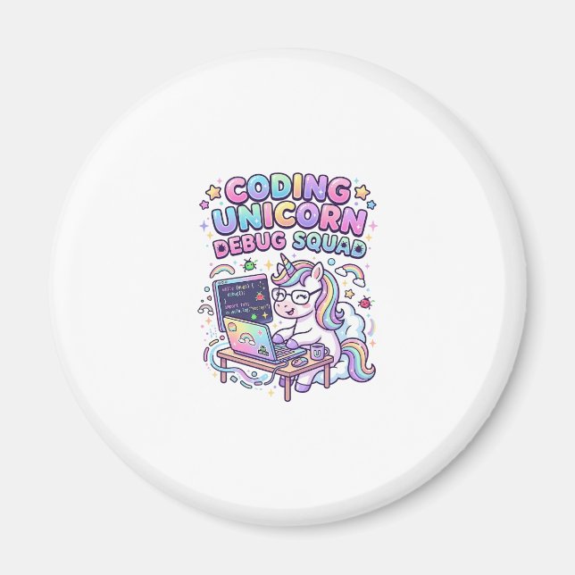 Unicorn Coding Unicorn Debug Squad Charming Market Magnet (Front)