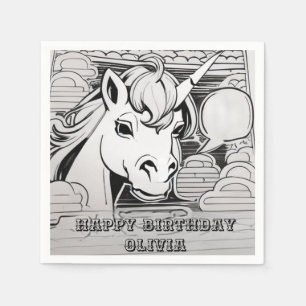 unicorn coloring in party paper  napkin